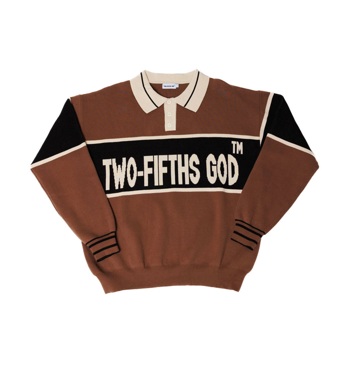 TWO-FIFTHS GOD KNITTED POLO SWEATER