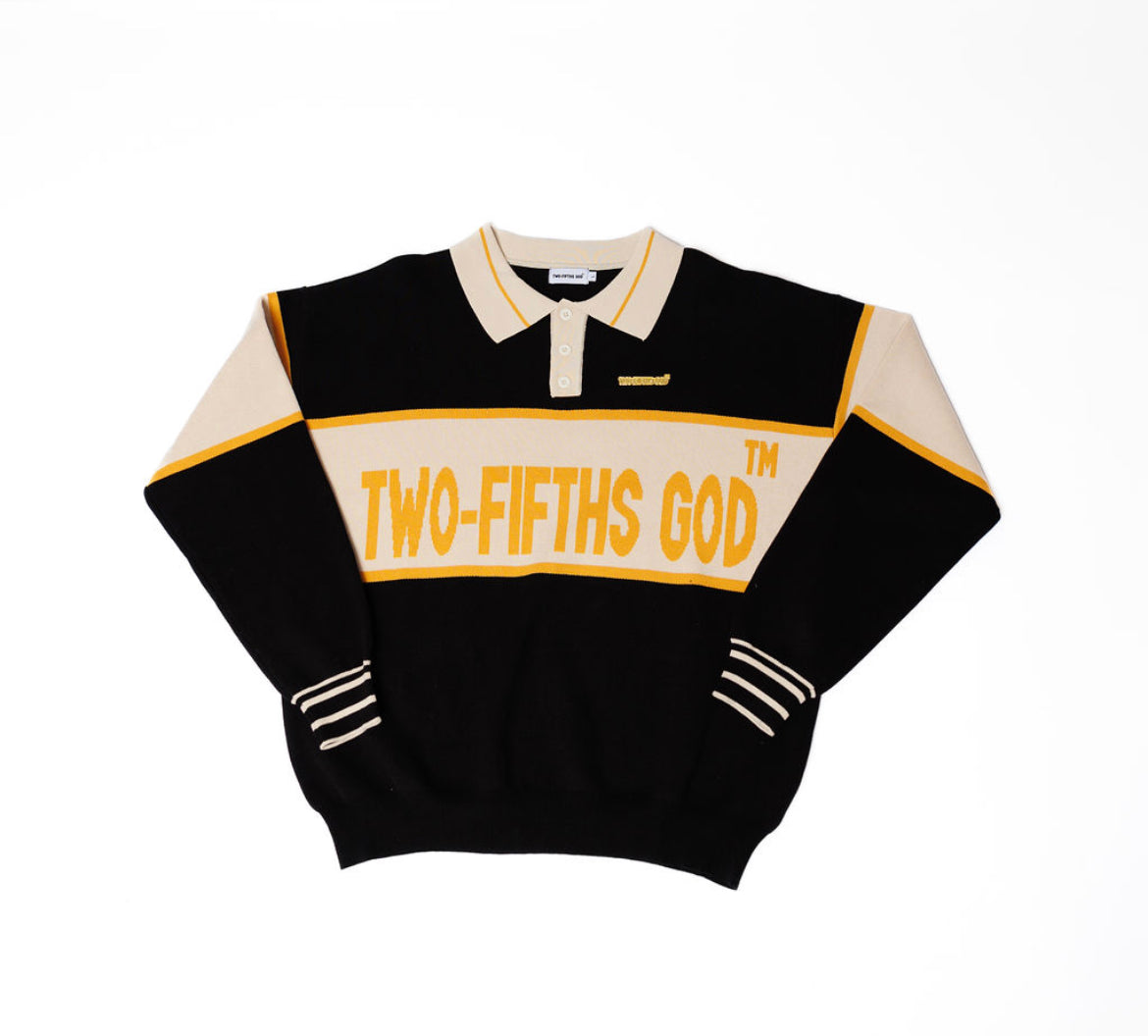 TWO-FIFTHS GOD KNITTED POLO SWEATER